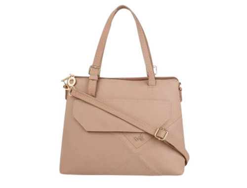 Rose Pink 2 Compartment And Dual Zipper Closure Leather Tote Bag With Detachable Strap 