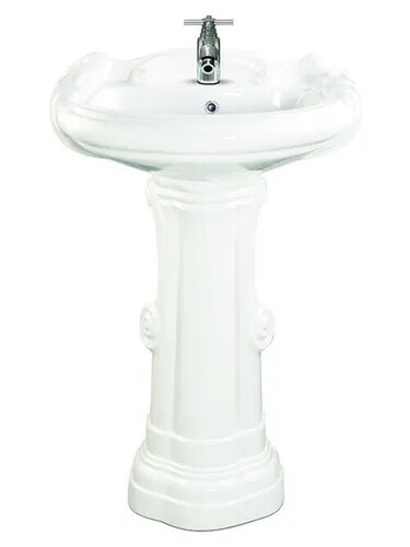 Ceramic Pedestal Wash Basin - 20x14 Inch, Polished Finish | Elegant Look, Easy to Clean, Crack Resistant, Available in Multiple Shapes