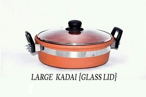 Clay Large Kadai With Glass Lid For Cooking Use