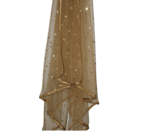 White Eye Catching Look Sequin Work And Beaded Border Net Dupatta (2.25 Meter)