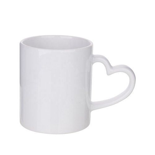 Multi Color Heart Shape Handle Ceramic Material Sublimation Photo Mug