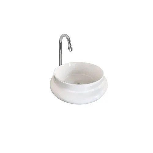Elegant Ceramic Pot Shape Table Top Wash Basin - 12 Inch Easy To Clean Crack Resistant Polished Finish