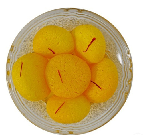 Kesar Bati - 1 Kilogram Handmade Soft & Spongy Dessert, Infused with Saffron & Cardamom, Dipped in Sweet Sugar Syrup