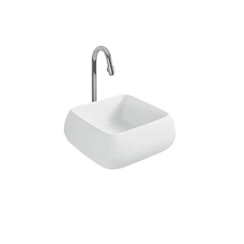 Robust Construction Ceramic White Square Table Top Wash Basin (12x12 Inch)