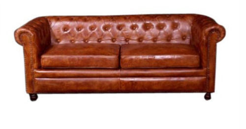 Sturdy Construction Termite Resistance European Style Two Seater Leather Sofa (3 Feet)