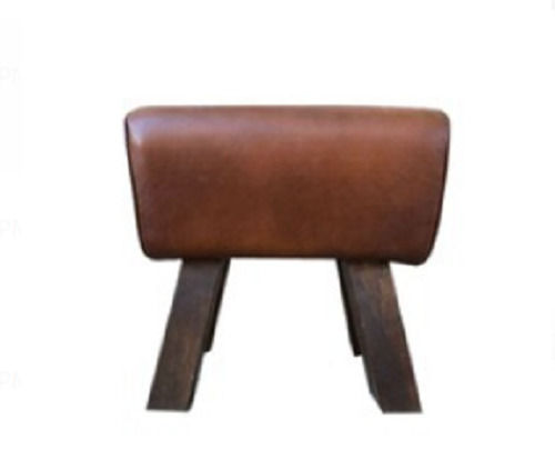 Termite Resistance Rectangular Leather And Wooden Body Puff Stool (16x12x10 Inch)