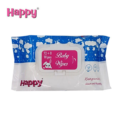 White Happy Baby Wet Wipes Pack 80 Pieces