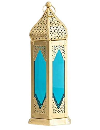 Black Long Life Span Cylindrical Iron And Glass Fluorescent Traditional Moroccan Lantern