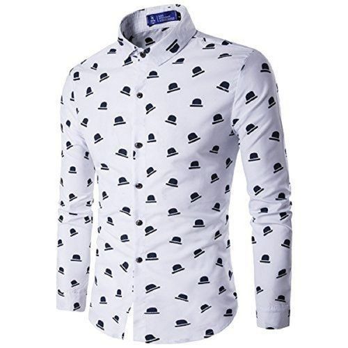 Mens Printed Full Sleeve Breathable Casual Wear Straight Collar Cotton Shirts