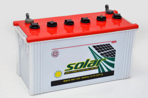 Rectangular Shape 12 Voltage White With Red Tubular Solar Battery  Rated Capacity: 2.40 Ah