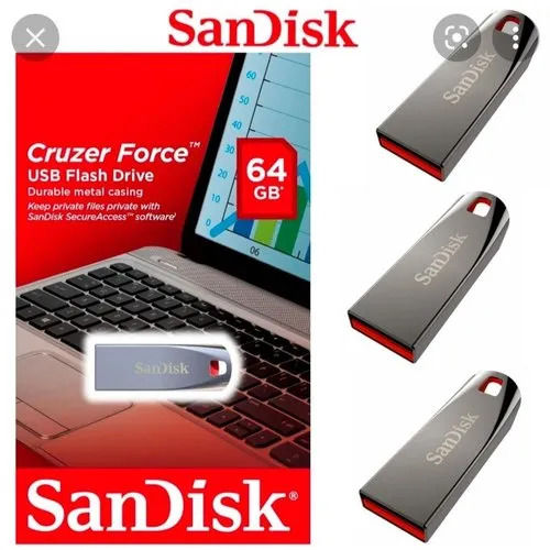 Sandisk Cruzer Force Cz71 64gb Usb2.0 Metal Casing Pen Drive