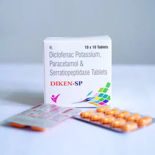 Diken-SP Diclofenac Potassium, Paracetamol And Serratiopeptidase Tablet