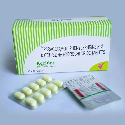 Indian Kezidex Paracetamol, Phenylephrine Hcl And Cetirizine Hcl Tablet, 20X10 Blister