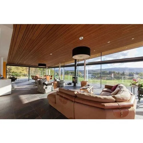 Plain Pattern and Brown Color PVC Ceiling Panel With 8 MM Thick