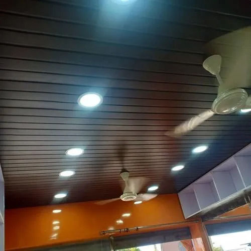 Plain Pattern chocolate Brown PVC Ceiling Panel With 8 MM Thickness