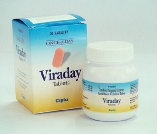 Viraday Tenofovir Disoproxil Fumarate Emtricitabine Efavirenz Tablet, 1x30 Tablets Bottle Pack