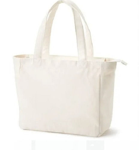 5 Kilogram Capacity Two Compartment Zip Closure Plain Canvas Tote Bag