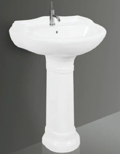 Green Attractive Look Crack Resistance Easy Installation Pedestal Ceramic Wash Basin