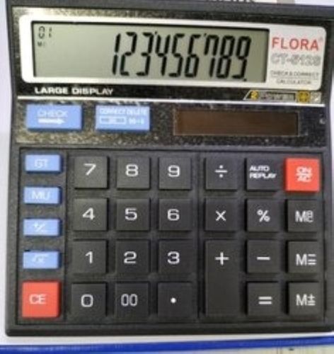 Black Durable Plastic Battery 12-Digit Citizen General Purpose Calculator