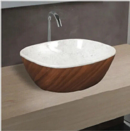 Easy To Clean Scratch Resistant Easy Installation Brown Ceramic Table Top Wash Basin