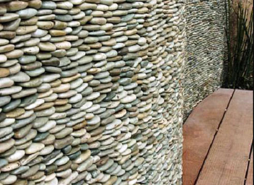 Environment Friendly Grey And White Polished Natural Pebbles Stone Wall Tiles