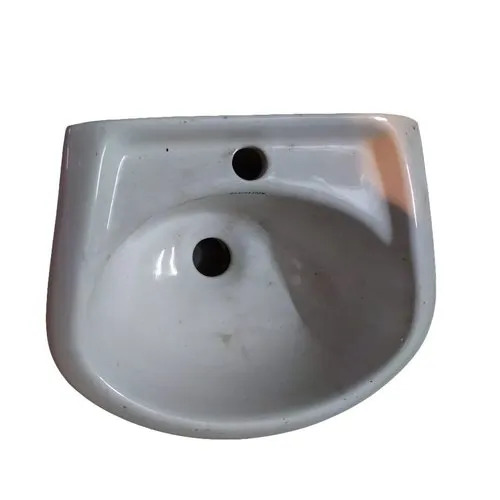 Ceramic Wall Mounted Wash Basin - Glossy Finish, Easy Installation, Crack Proof, Scratch Resistant, Available in Round, Rectangular, Square, Oval Shapes