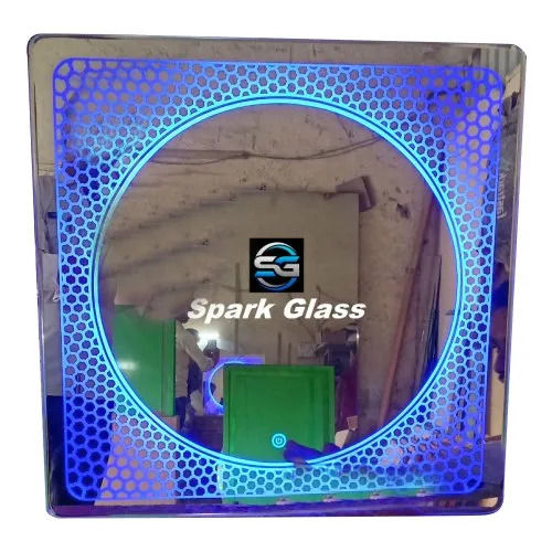 Wall Mounted Square Blue And Cool White LED Sensor Mirror (24x24 Inch)