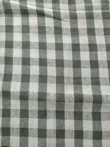 100 Percent Cotton Black With Grey Checked Yard Dyed Twill Fabric