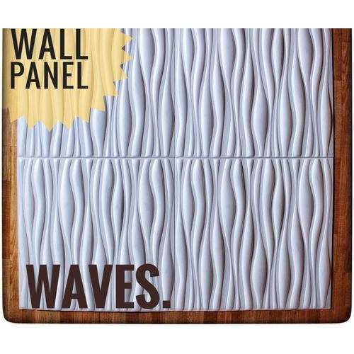 Multicolor 7 To 9 Mm Thickness White Color 3D Wave Design Pvc Wall Panel For Wall Decoration