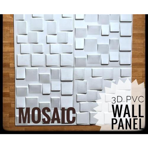 7 To 9 Mm Thickness White Color Mosaic 3d Pvc Wall Panel Tile For Wall Decoration