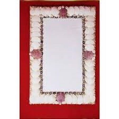 Multicolour Rectangular Shape Modern Look Wall Hanging Shell Mirror Frame