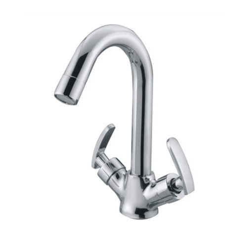 Silver Stainless Steel Smooth Glossy Center Hole Basin Mixer Bath Hardware Set 