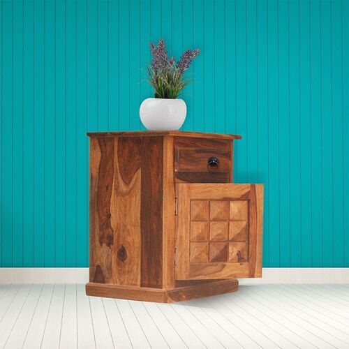 Wooden Royal Finish Triangla Pattern Bedside Table, Termite Proof