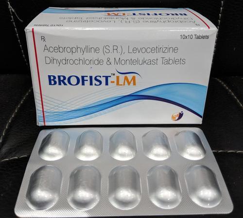 Blue Acebrophylline 200Mg (S.R.) Levocetrizine Dihydrochloride Ip 5Mg Montelukast Sodium 10Mg Tablets