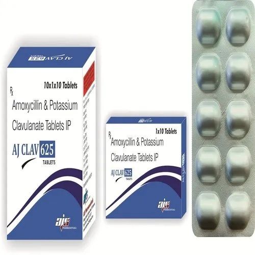 Aj Clav 625 Amoxcillin And Potassium Clavulanate Antibiotic Tablet Grade: Aaa