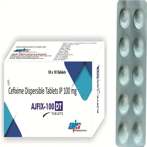 Ajfix-100DT Cefixime 100 MG Dispersible Antibiotic Tablet, 10x10 Alu Alu