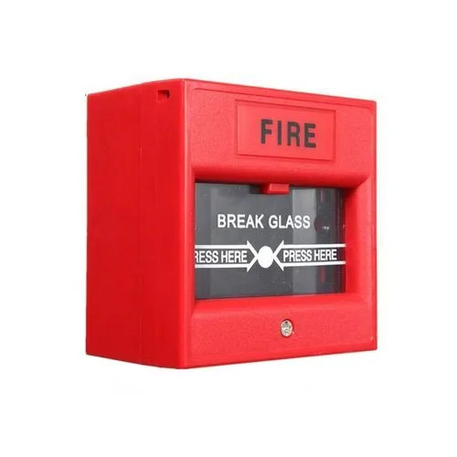 Mild Steel Break Glass Fire Alarm - Color: Red
