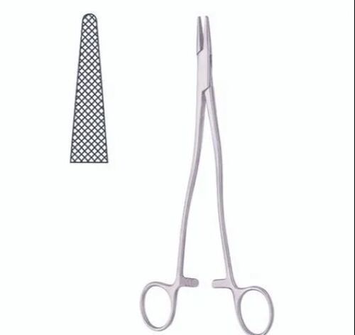 Silver And Blue Stainless Steel Bozeman Needle Holder For Medical Purpose