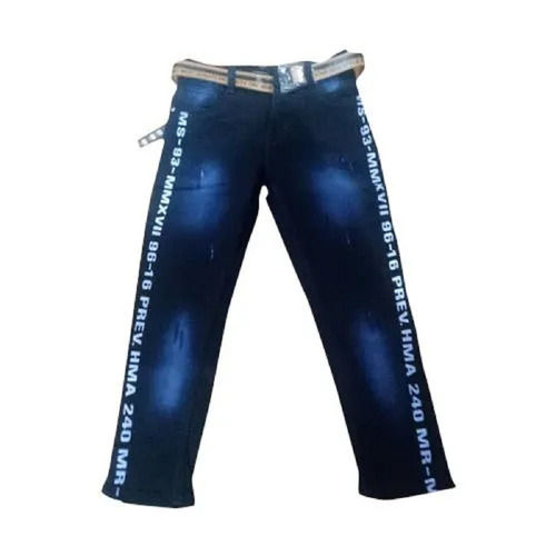 Straight Regular Casual Wear Printed Stretchable Kids Casual Denim Jeans