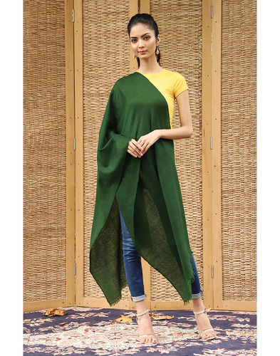 Adjustable Height Bottle Green Party Wear Lightweight Skin Friendly Solid Cashmere Pashmina Stole