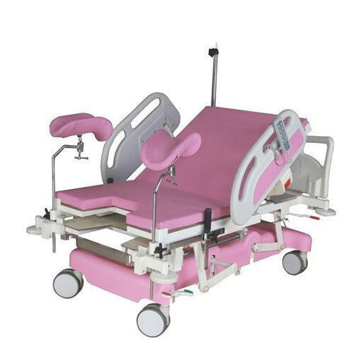 Fully Motorized Labor Table - Stainless Steel, 1830mm L x 680mm W x 750mm H | Portable, Electric, Foldable, Pink, 4-Wheeled Design