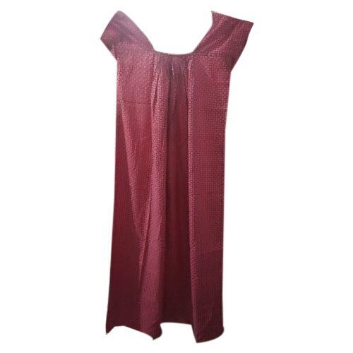 Ladies Printed All Size Short Sleeve Maroon Cotton Fancy Nighty