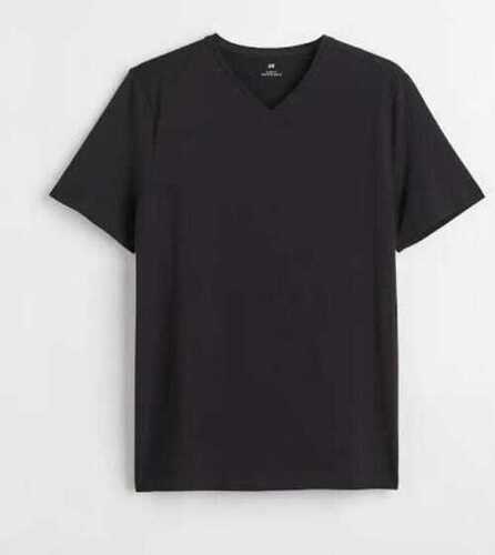 Men Plain Cotton V Neck Short Sleeves T Shirt For Casual Wear