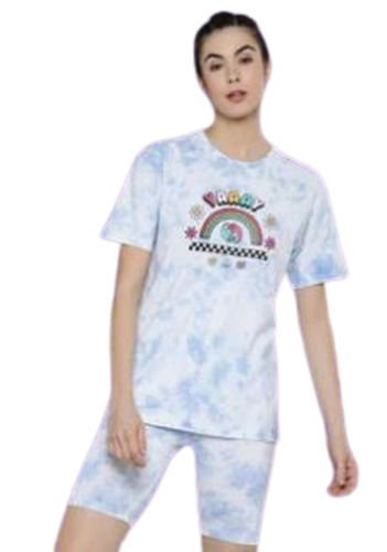 Multi Color Half Sleeves Printed Pattern Pure Cotton Fabric Round Neck Printed T-shirts And Shorts Set