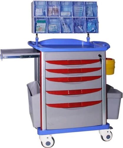 Anesthesia Trolley - ABS Plastic, 750x475x950mm, Blue | 33kg Weight, Indian Style Design