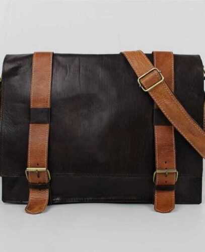 Shoulder Strap Type Mens Dark Brown Leather Sling Bag