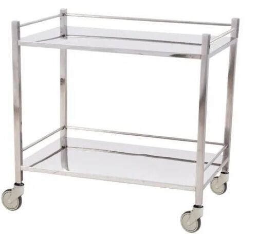 Stainless Steel Instrument Trolley - 35 Inch Height, 18x30 Inch Dimensions | 4 Wheels, 100 Kg Load Capacity, Ss 202 Grade, Indian Style