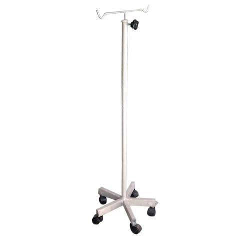 Double Hook Type IV Stand - Stainless Steel, 220 cm Height, 50 mm Castor Diameter, White Color, Waterproof, Manual Power Source, Hospital Use