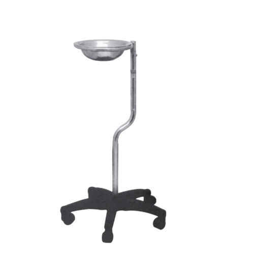 Stainless Steel Single Wash Basin Stand - 35 cm Bowl Diameter, 50 mm Plastic Castors | Commercial Use, Epoxy Powder Coated Finish