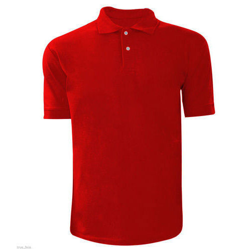 Casual Wear Mens Half Sleeve Round Neck Red Collared T Shirt